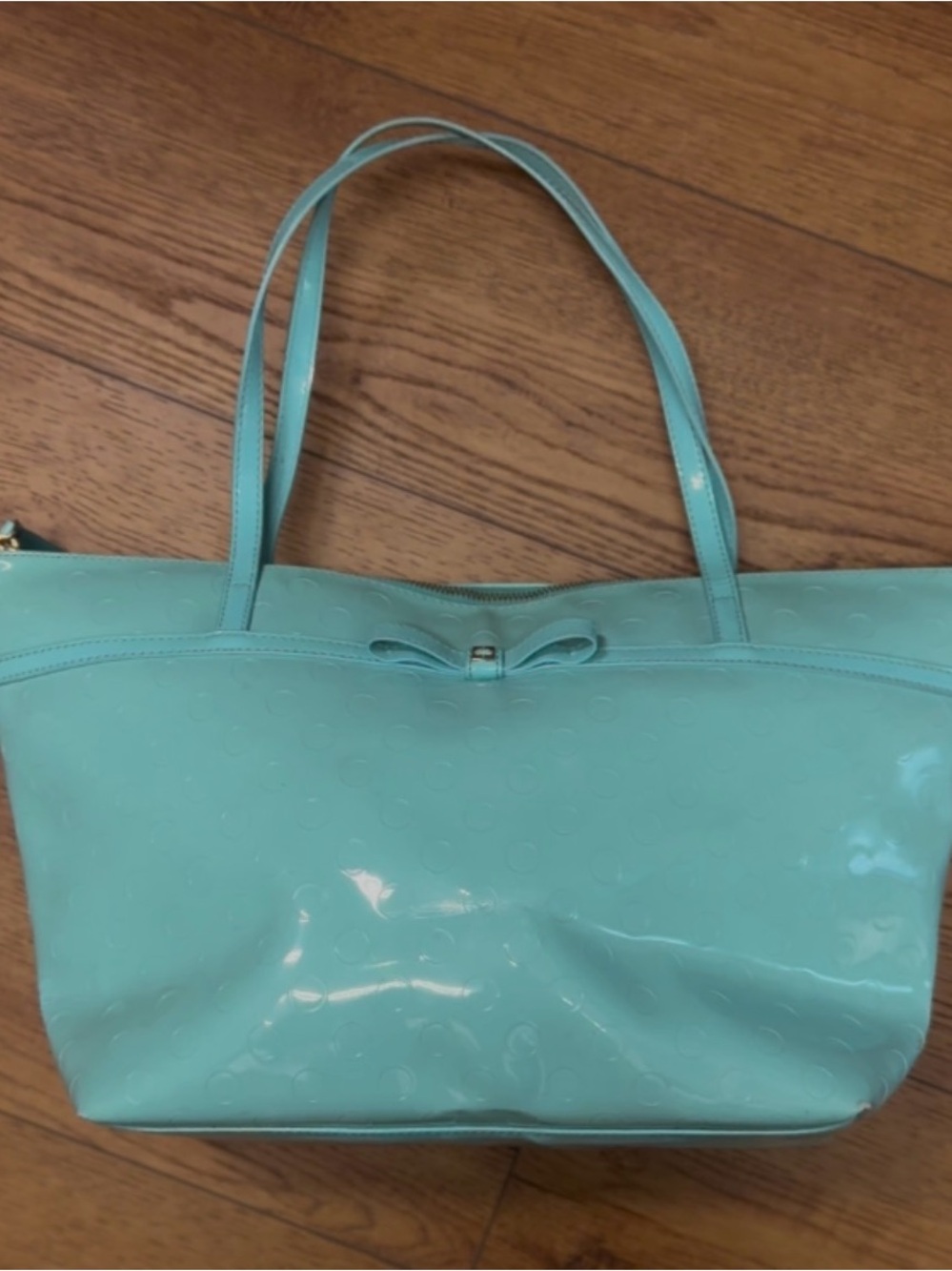 Kate Spade Patent Tote Bag in Light Teal - Elegant Everyday Carry